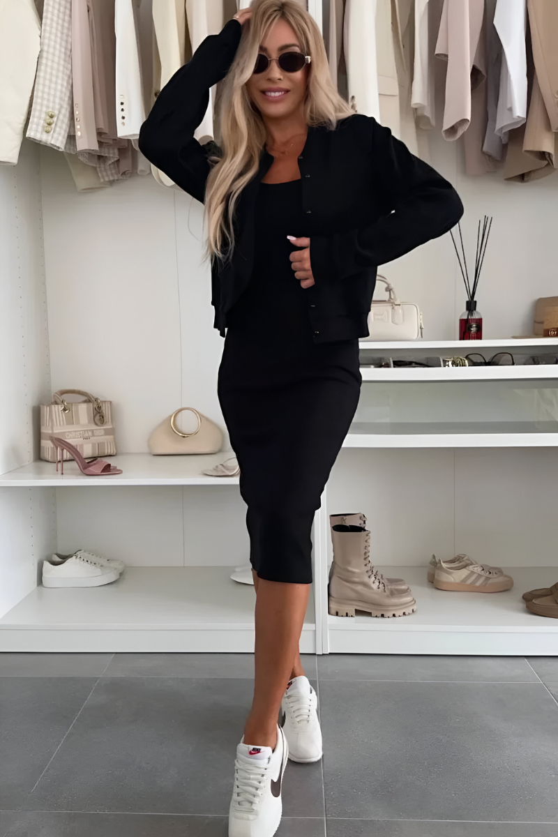 Manon™ | Robe Midi Confortable & Gilet