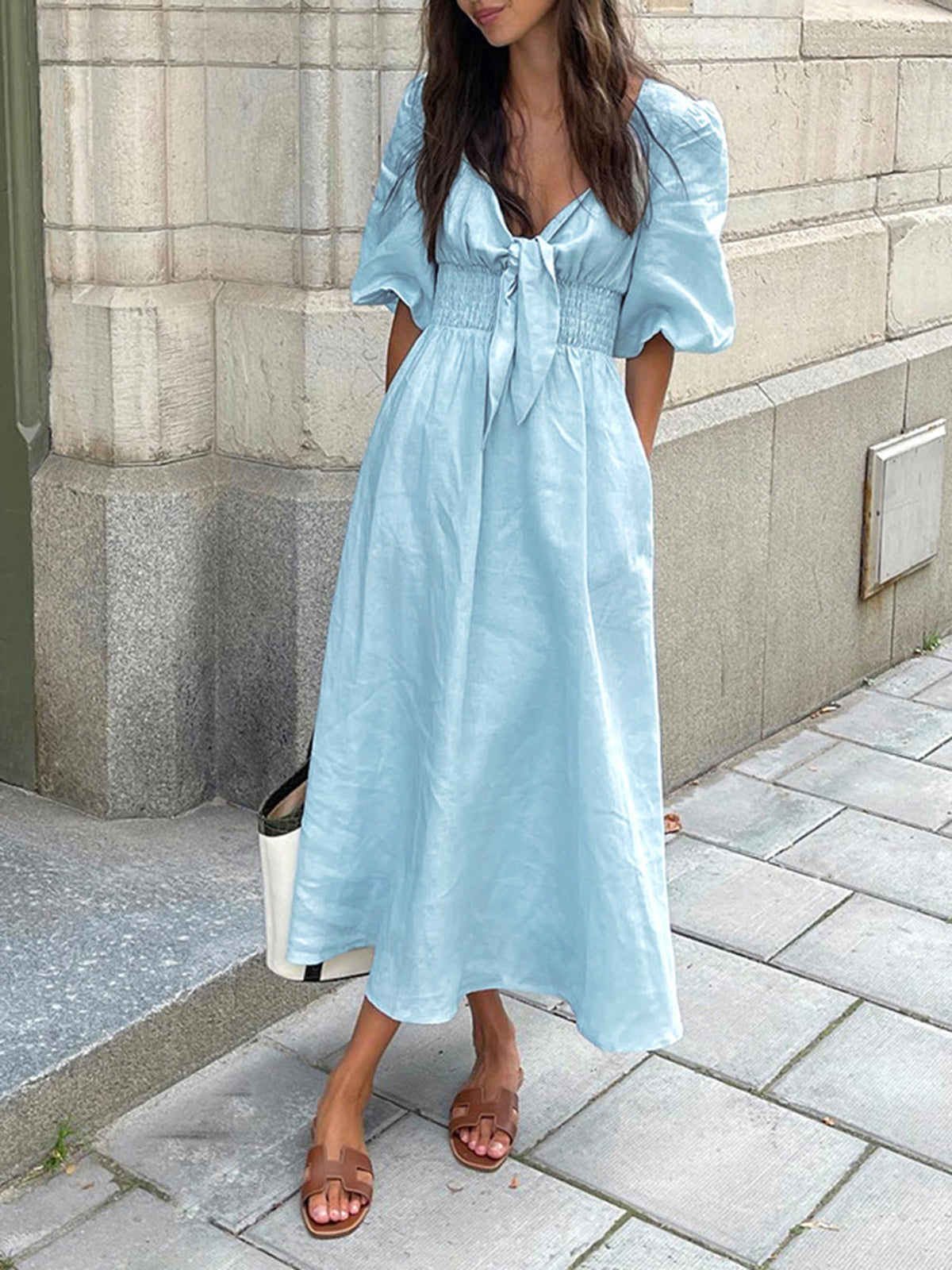 Amaraine™ I Robe en lin-coton à nouer