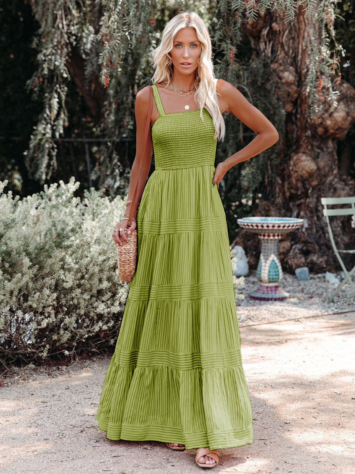 Amaraine™ I Robe dos nu rayée