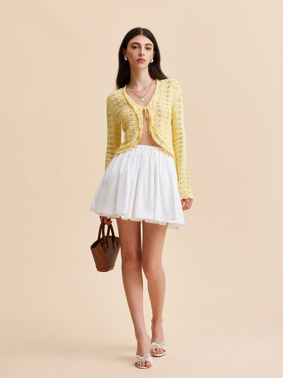 Amaraine™ I Cardigan en crochet orné d’un nœud élégant
