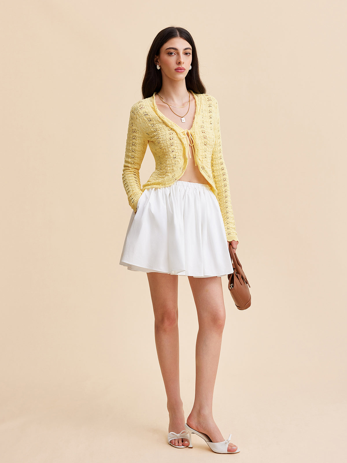 Amaraine™ I Cardigan en crochet orné d’un nœud élégant