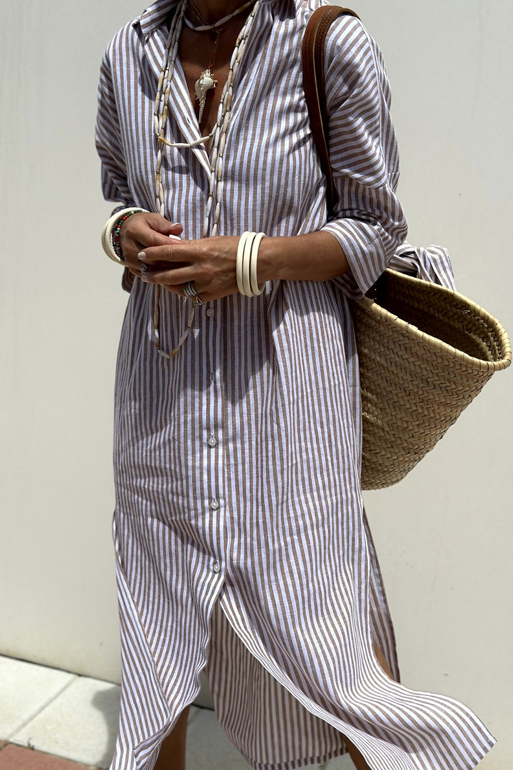SOPHIA | Robe-Chemise à Rayures Intemporelles et Confort Élégant