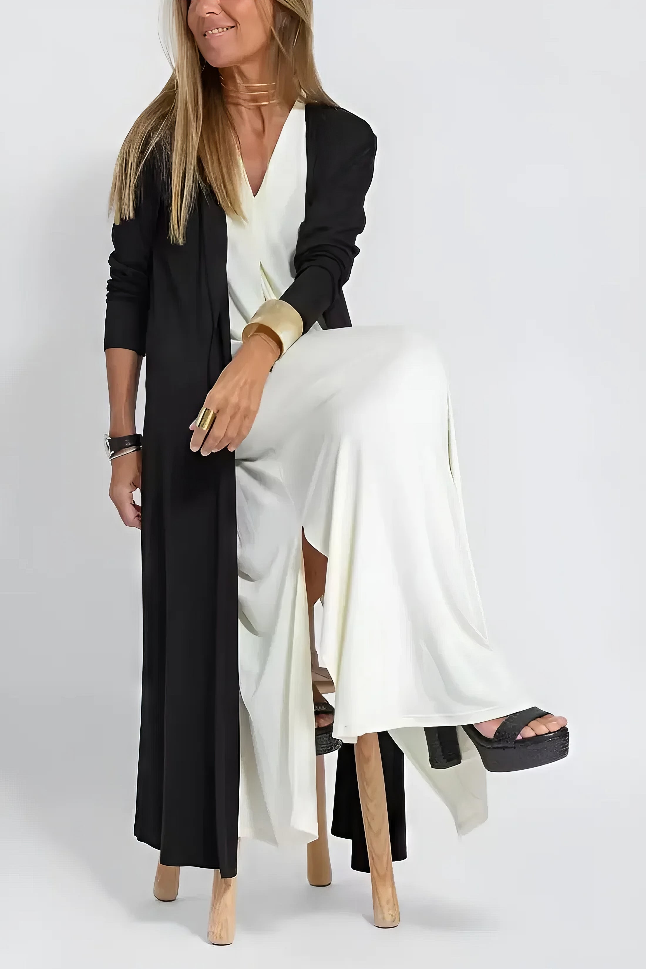 ELISE | Robe Longue Élégante avec Gilet Assorti Offert