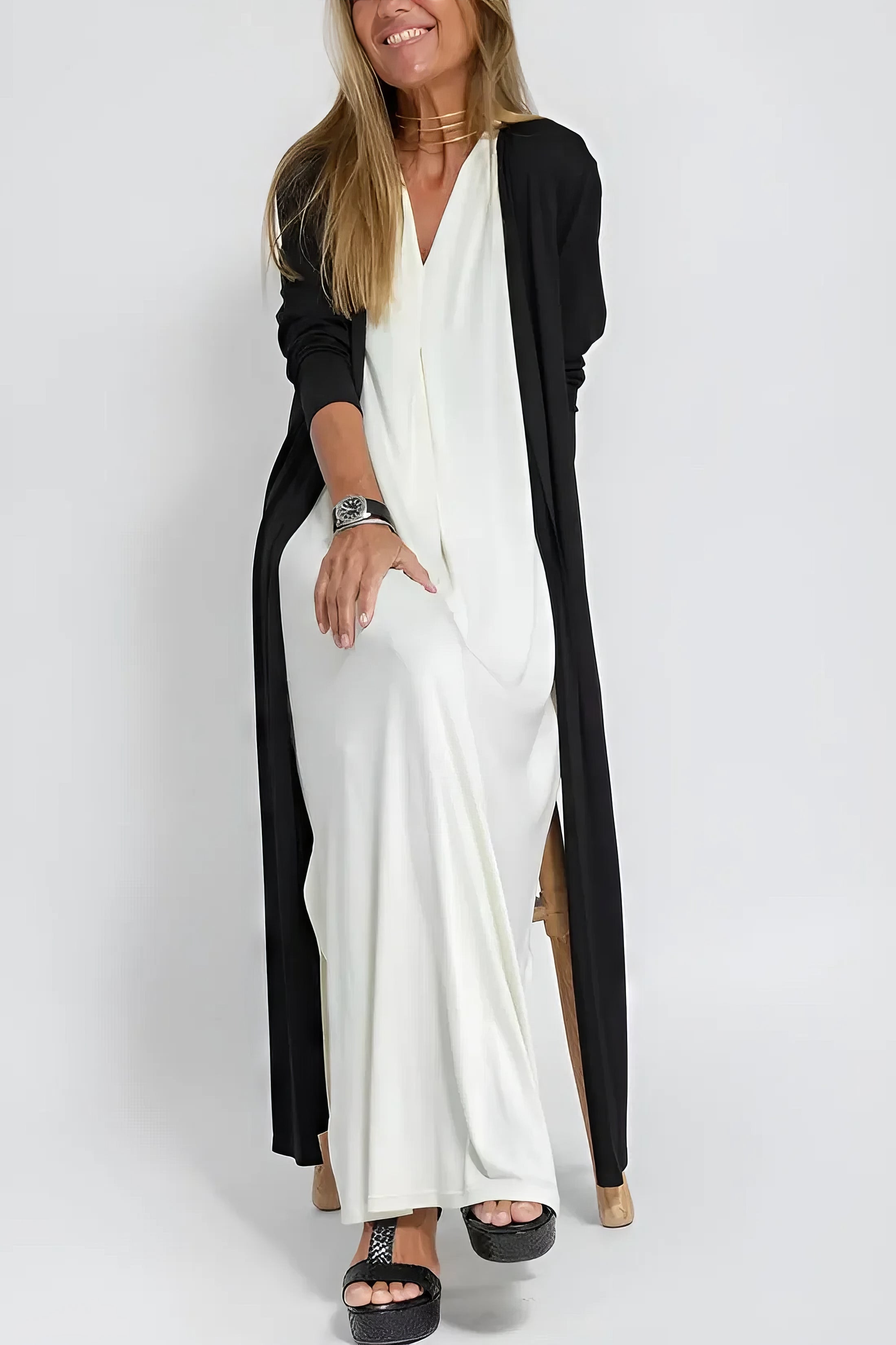 ELISE | Robe Longue Élégante avec Gilet Assorti Offert