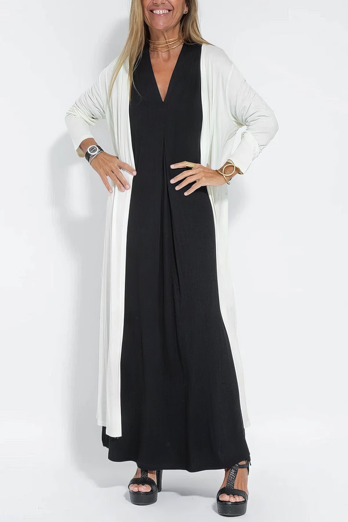 ELISE | Robe Longue Élégante avec Gilet Assorti Offert