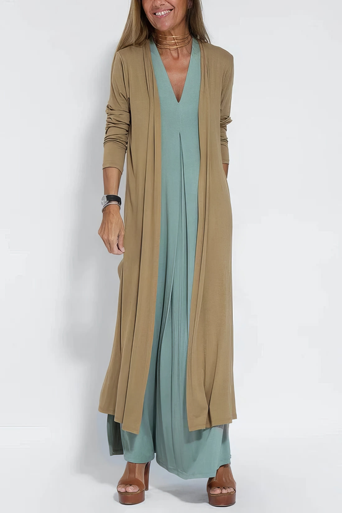 ELISE | Robe Longue Élégante avec Gilet Assorti Offert