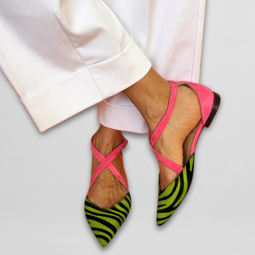 Véronique | Chaussures zébrées à brides roses