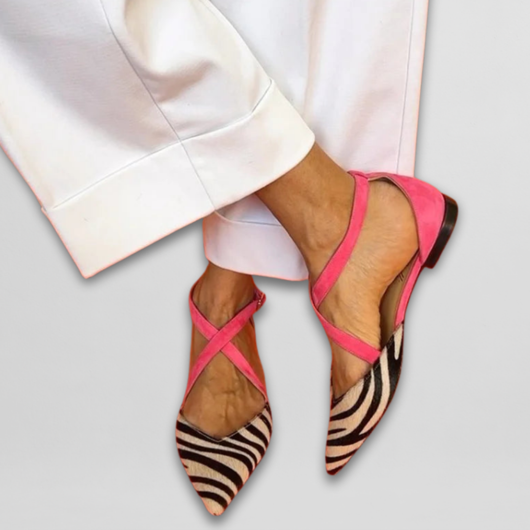 Véronique | Chaussures zébrées à brides roses