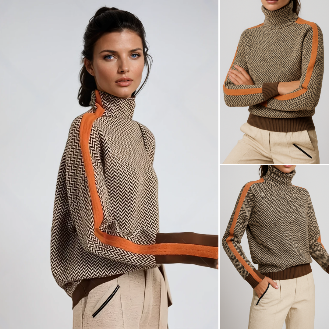 VERA™ | Pull à col haut et rayures contrastées