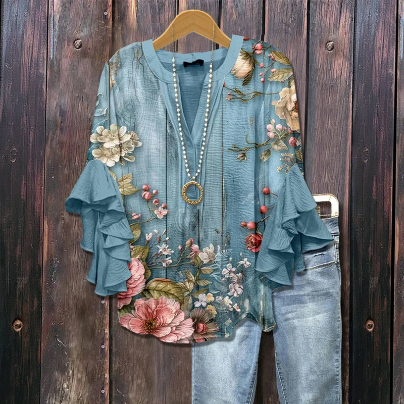 Blouse Vintage à Imprimé Floral