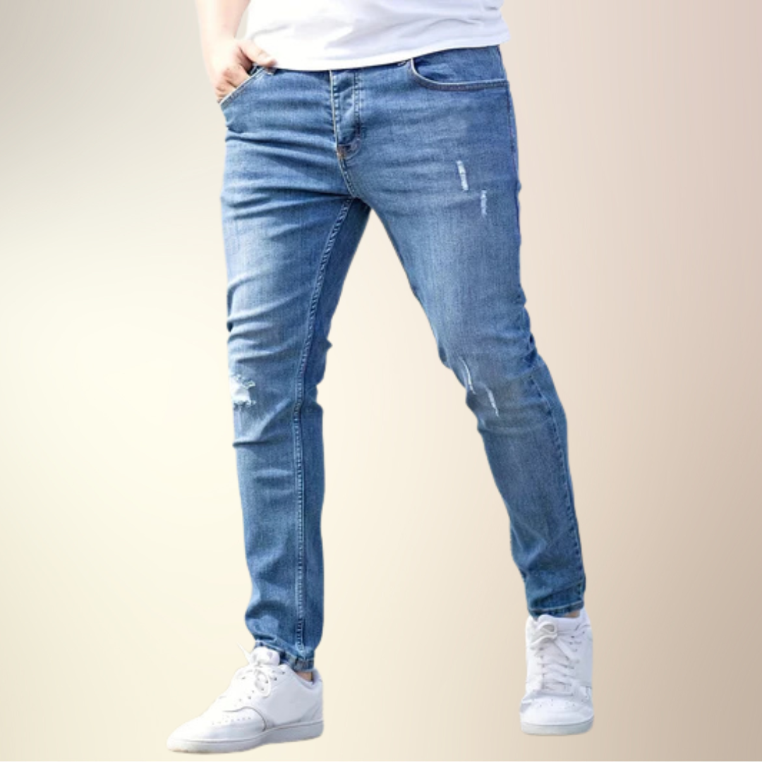 Olivier™ I Pantalon Jean Chic avec Détails Effilochés