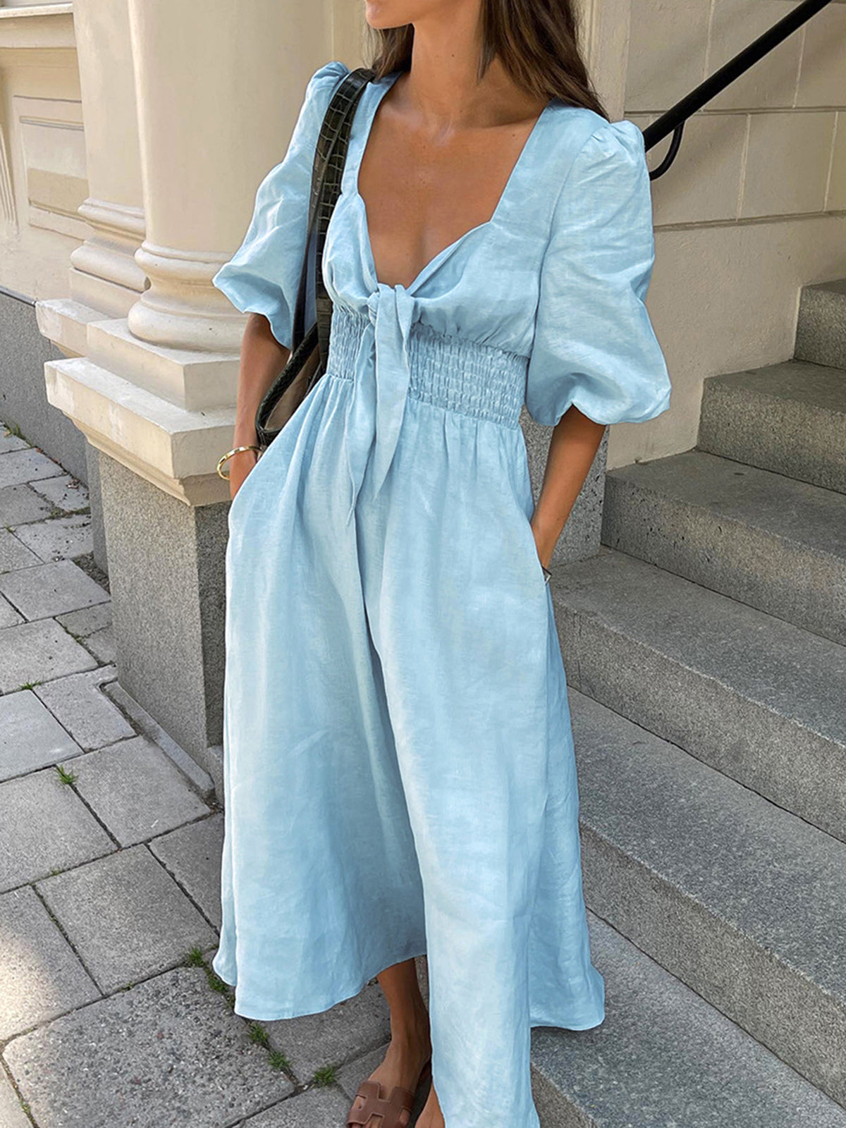 Amaraine™ I Robe en lin-coton à nouer