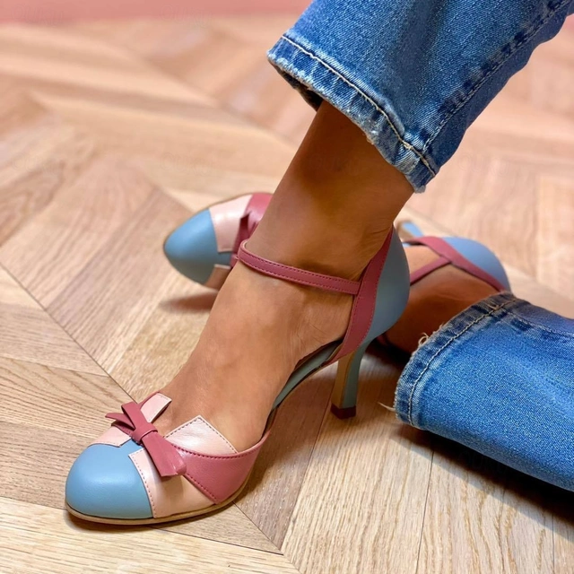 Juliette | Escarpins bicolores à nœud