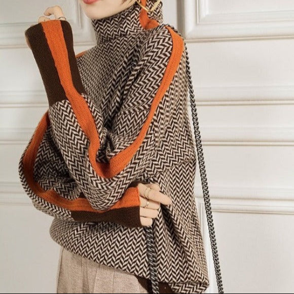 VERA™ | Pull à col haut et rayures contrastées