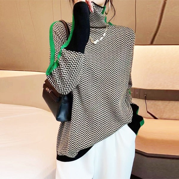 VERA™ | Pull à col haut et rayures contrastées