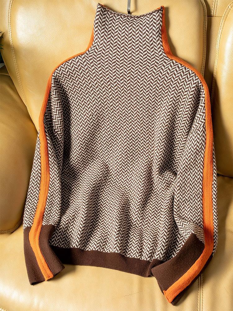 VERA™ | Pull à col haut et rayures contrastées
